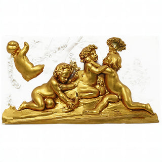 Cherubs of Springtime Wall Plaque — Antique Gold finish