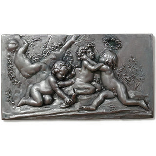 Cherubs of Springtime Wall Plaque — Aged Silver finish