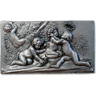 Cherubs of Springtime Wall Plaque — Antique Silver finish