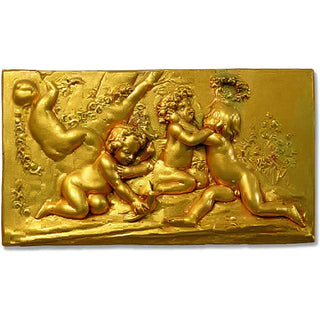 Cherubs of Springtime Wall Plaque — Deep Gold finish