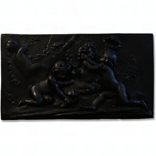 Cherubs of Springtime Wall Plaque — Flat Black finish