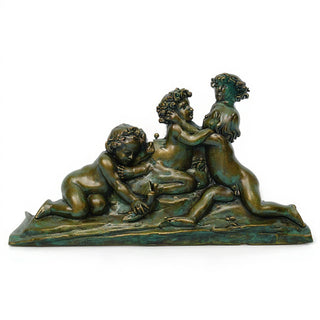 Cherubs of Springtime Wall Plaque — Green Bronze finish