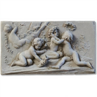 Cherubs of Springtime Wall Plaque — Limestone finish
