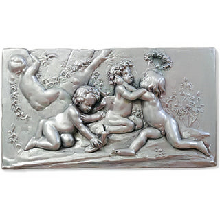 Cherubs of Springtime Wall Plaque — Silver finish