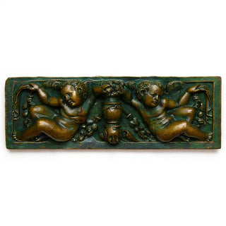Angels with Urn Wall Plaque — Green Bronze finish