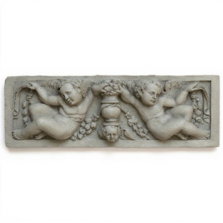 Angels with Urn Wall Plaque — Limestone finish
