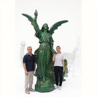 Angel of Light, Right Statue - 120-inch — Green Bronze finish