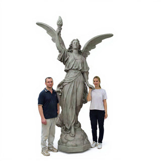 Angel of Light, Right Statue - 120-inch — Limestone finish
