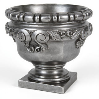 Monecello Curl Urn Planter — Aged Silver finish