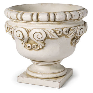 Monecello Curl Urn Planter — Antique White finish