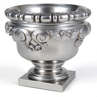 Curl Urn Planter - 24-inch — Silver finish