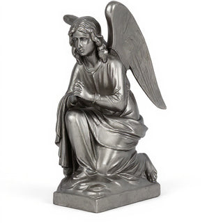 Adoration Angel Statue - 29-inch — Aged Silver finish