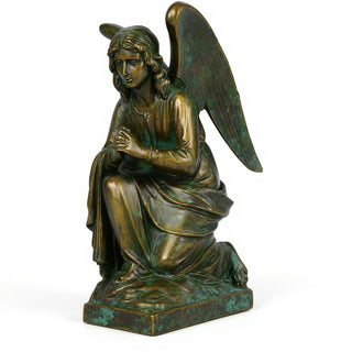Adoration Angel Statue - 29-inch — Green Bronze finish