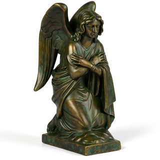 Adoration Angel (Crossed Arms) Statue - 29-inch — Green Bronze finish