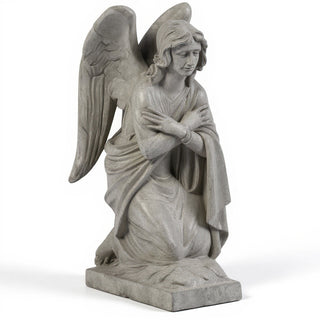 Adoration Angel (Crossed Arms) Statue - 29-inch — Limestone finish