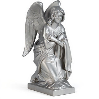 Adoration Angel (Crossed Arms) Statue - 29-inch — Silver finish
