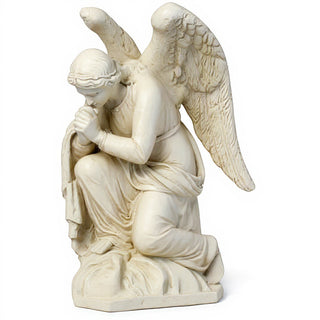 Kneeling Adoration Angel Statue - 38-inch — Antique White finish