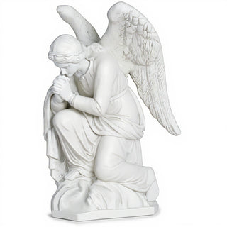 Kneeling Adoration Angel Statue - 38-inch — Flat White finish