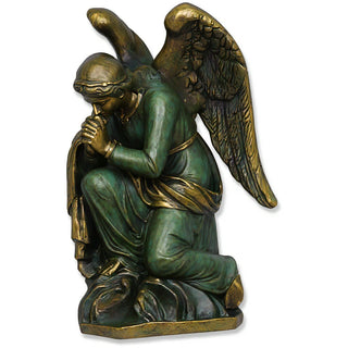 Kneeling Adoration Angel Statue - 38-inch — Green Bronze finish
