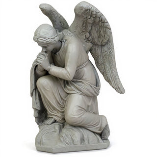 Kneeling Adoration Angel Statue - 38-inch — Limestone finish