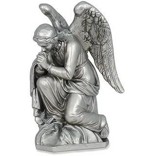 Kneeling Adoration Angel Statue - 38-inch — Silver finish