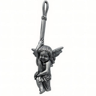 Small Hanging Angel Wall Plaque - 18-inch — Aged Silver finish