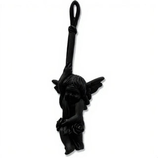 Small Hanging Angel Wall Plaque - 18-inch — Flat Black finish