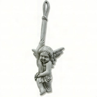 Small Hanging Angel Wall Plaque - 18-inch — Limestone finish