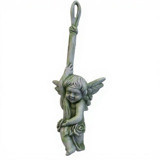 Small Hanging Angel Wall Plaque - 18-inch — Mossy Green finish