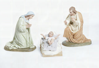 Mary,Joseph & Baby In Manger Statue - 22-inch - Realistic Color - Hand-Painted