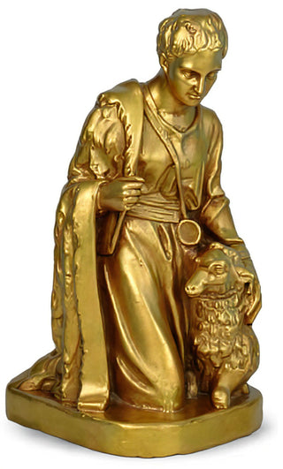 Shepherd Kneeling Sheep Statue - 19-inch