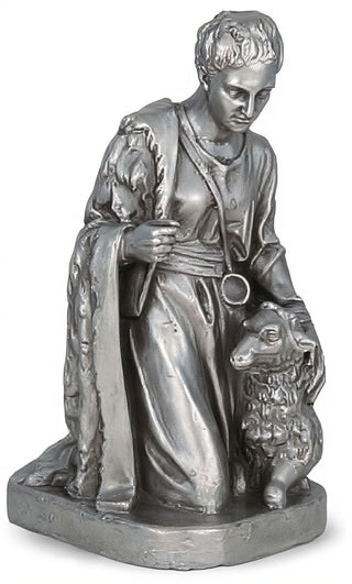 Shepherd Kneeling Sheep Statue - 19-inch