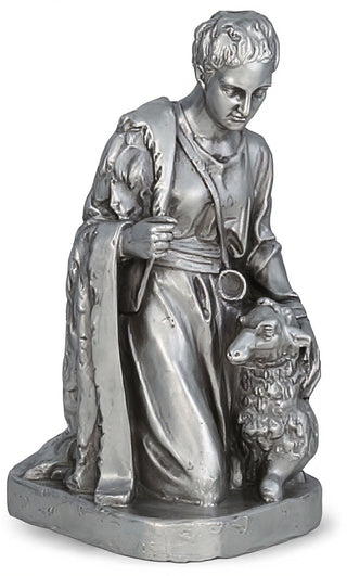 Shepherd Kneeling Sheep Statue - 19-inch