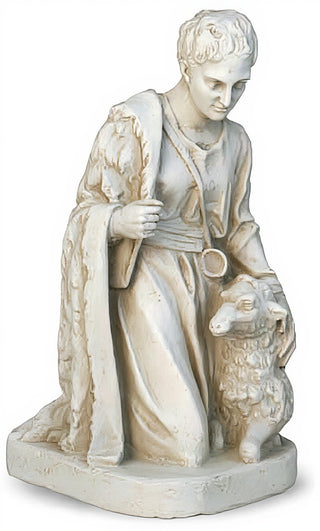 Shepherd Kneeling Sheep Statue - 19-inch