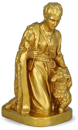 Shepherd Kneeling Sheep Statue - 19-inch