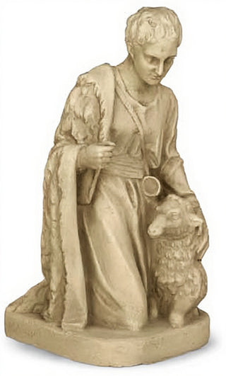 Shepherd Kneeling Sheep Statue - 19-inch