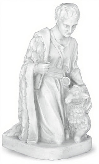 Shepherd Kneeling Sheep Statue - 19-inch
