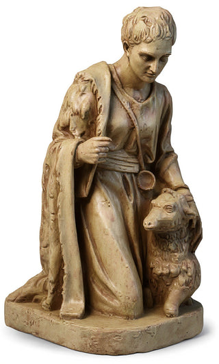 Shepherd Kneeling Sheep Statue - 19-inch