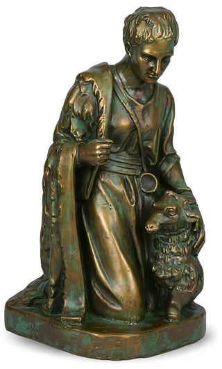Shepherd Kneeling Sheep Statue - 19-inch