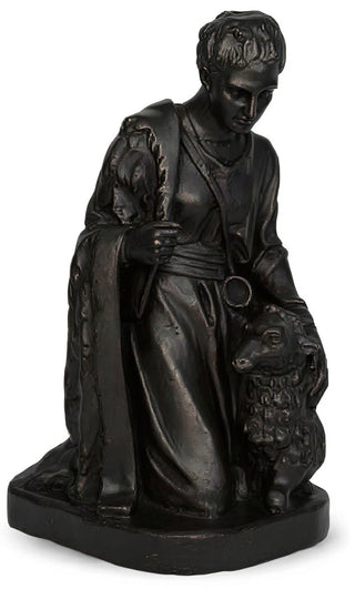 Shepherd Kneeling Sheep Statue - 19-inch