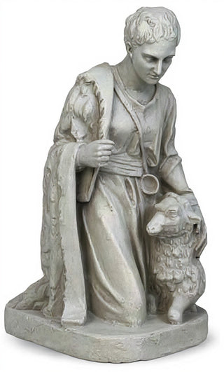 Shepherd Kneeling Sheep Statue - 19-inch