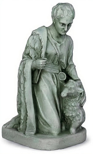 Shepherd Kneeling Sheep Statue - 19-inch