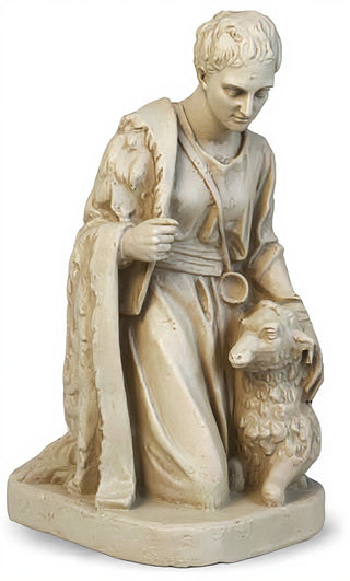 Shepherd Kneeling Sheep Statue - 19-inch