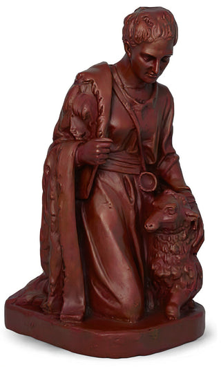 Shepherd Kneeling Sheep Statue - 19-inch