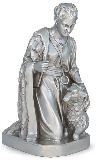 Shepherd Kneeling Sheep Statue - 19-inch