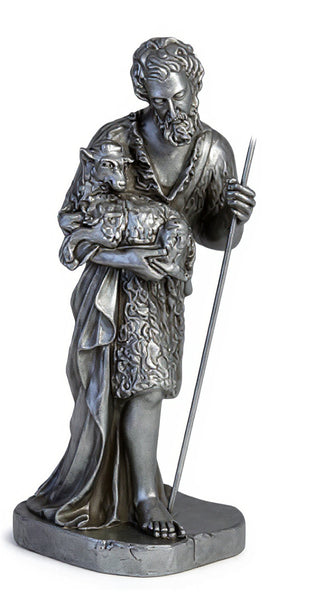 Shepherd Stndg Holding Sheep Statue - 23-inch