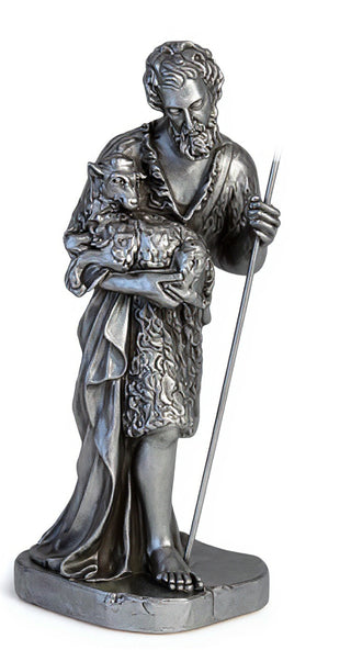 Shepherd Stndg Holding Sheep Statue - 23-inch