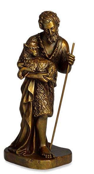 Shepherd Stndg Holding Sheep Statue - 23-inch