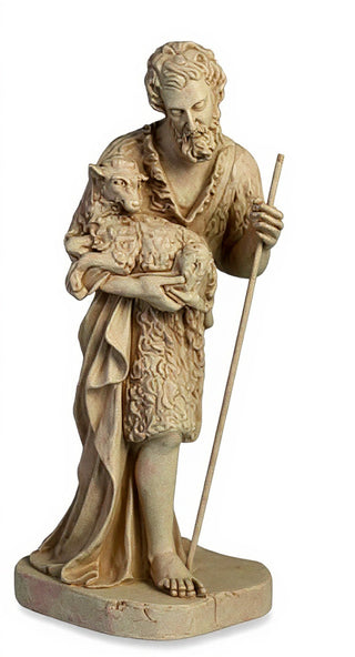Shepherd Stndg Holding Sheep Statue - 23-inch