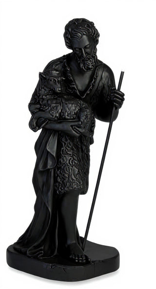 Shepherd Stndg Holding Sheep Statue - 23-inch